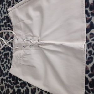 Forever 21 Cream Lace-Up Mini Skirt